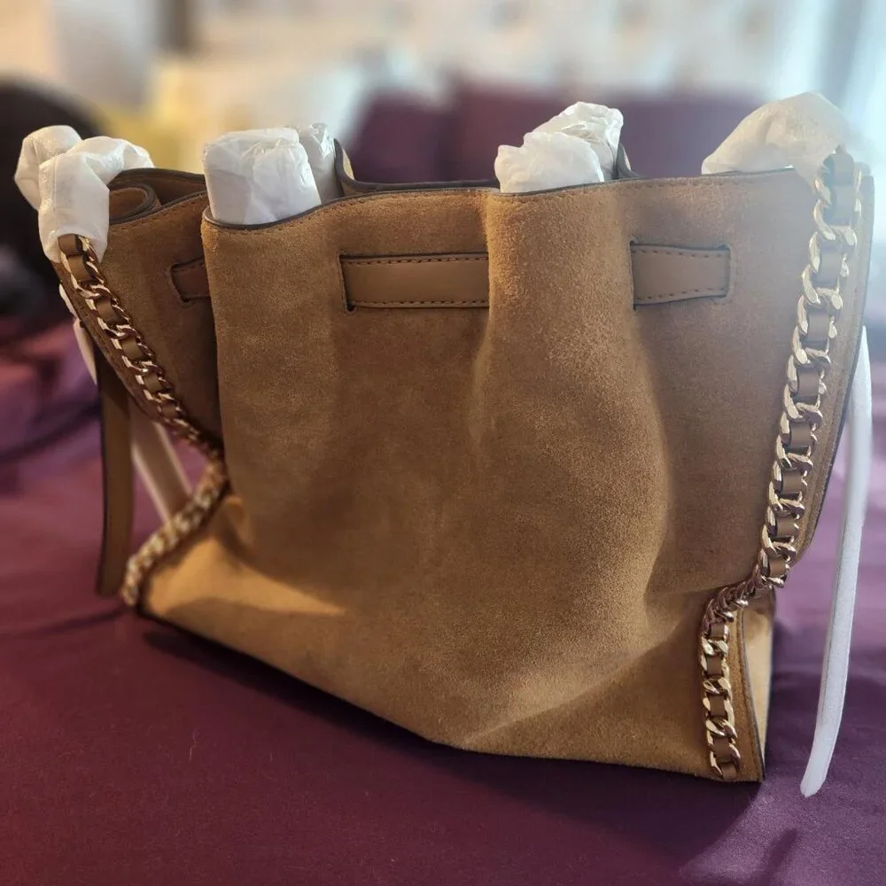 Michael Kors Mina Large Suede Chain Shoulder Bag - Picture 10 of 16